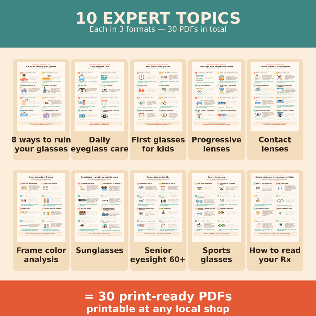 Edu Optics Pack — 30 educational posters & leaflets for opticians
